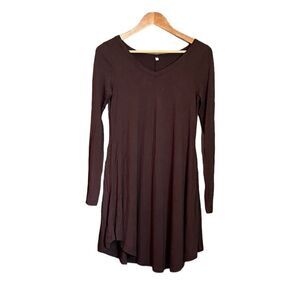 3 for $30! Brown  long sleeve v neck dress. Size small‎